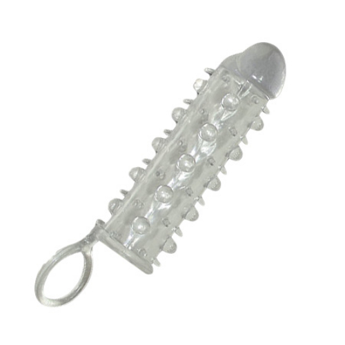 Crystal Skin Penishülle mit Noppen und Hodenring 11 cm