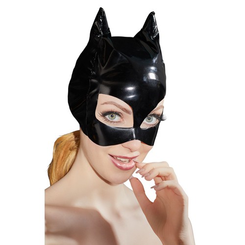schwarze Lack-Maske Katzenmaske