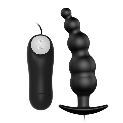 Vibrierender Silikon Analplug mit Stimulationskugeln