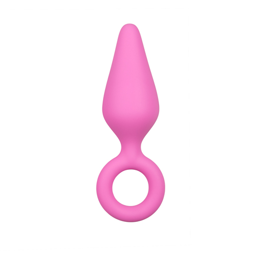 Rosa Silikon Analplug mit Zugring - Groß