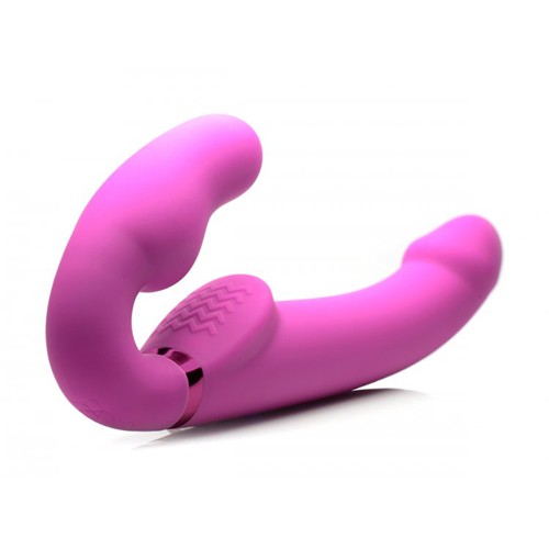 Strap On Silikon Vibrator mit Klitorisstimulator Pink 24,1 cm